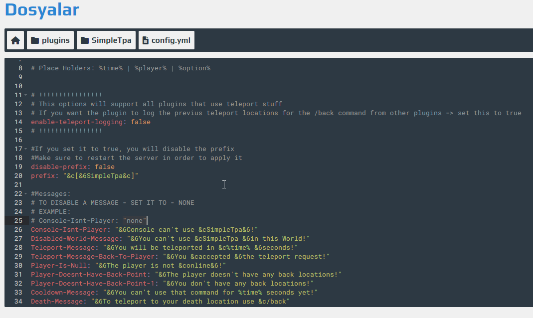 Simple Tpa Config ayarları 